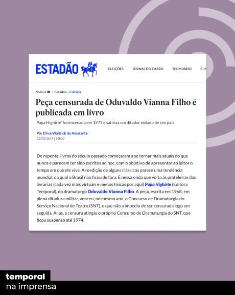 Peça censurada de Oduvaldo Vianna Filho é publicada em livro