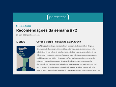 Recomendações da semana – "Corpo a corpo", de Oduvaldo Vianna Filho